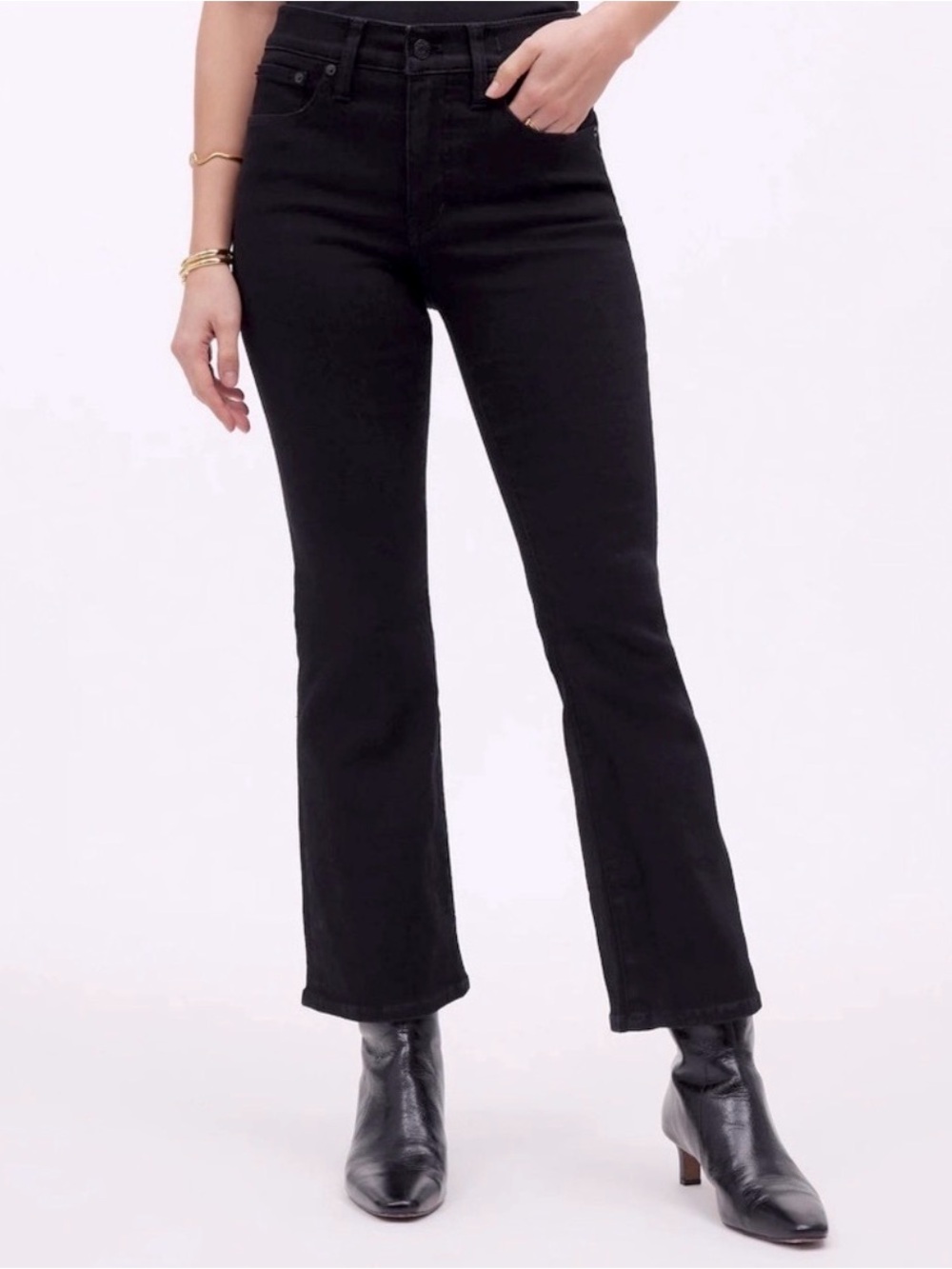 Madewell Mid-Rise Kick Out Jean Black Wash Petite Size 26P
